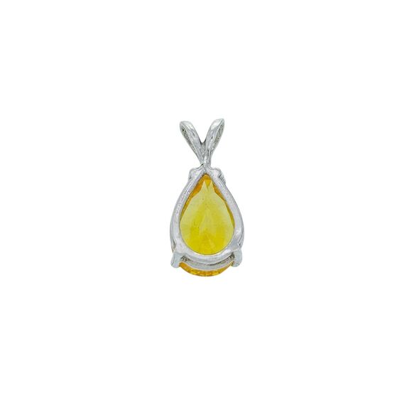Vintage Sterling Silver 925 Pear Cut Yellow Cubic Zirconia Pendant - Picture 3 of 5